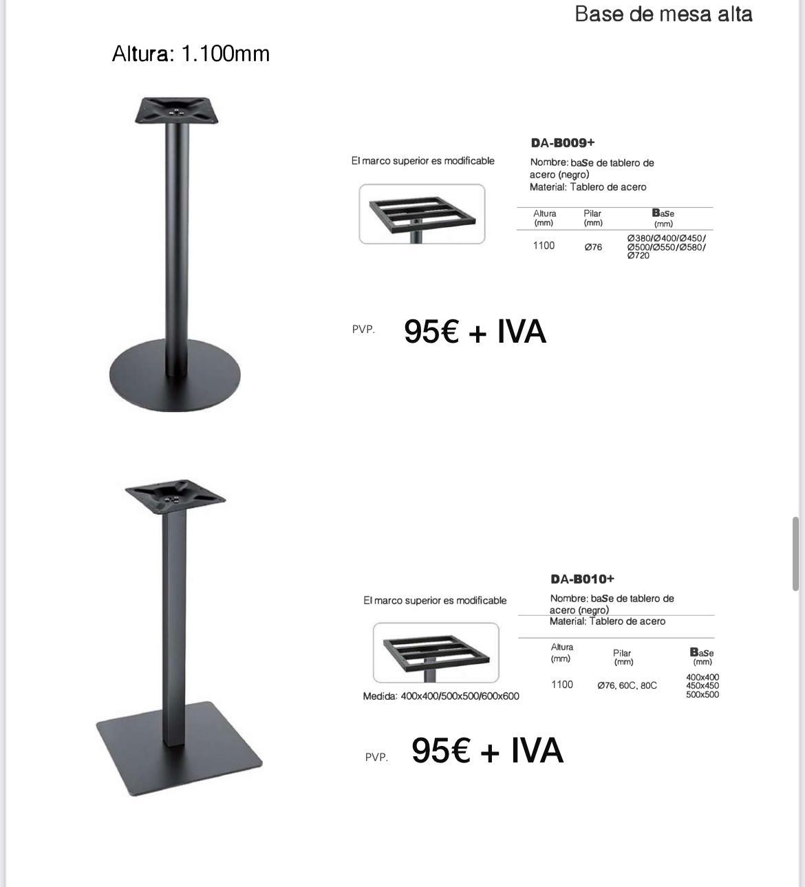base de mesa alta modelo básico color negro