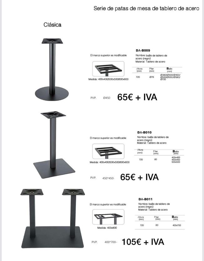 base de mesa modelo básico color negro